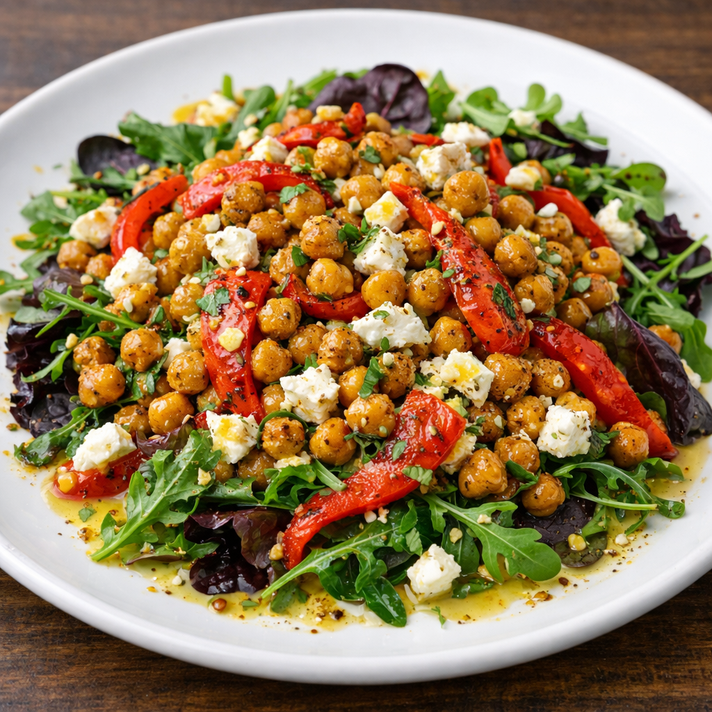Moroccan Spiced Chickpea & Roasted Red Pepper Salad